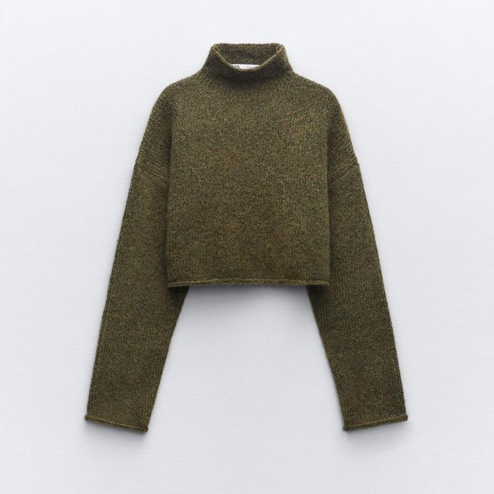Zara Cropped Knit Turtleneck Sweater